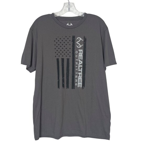 Realtree Outfitters Tshirt Mens Large Gray US Flag - Picture 1 of 7